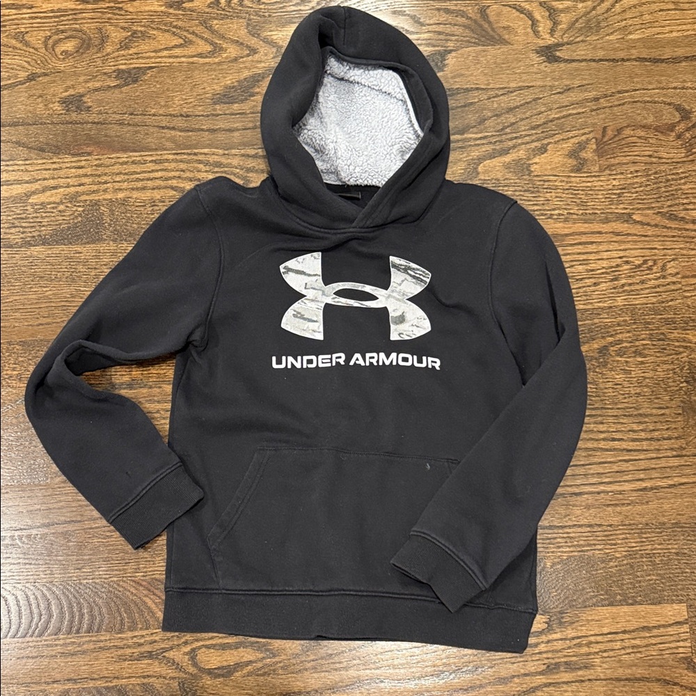 Under Armour Charcoal Hoodie with Logo youth large